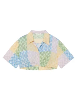 Sandro Leona Cropped Monogrammed Shirt