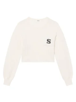 Sandro Dorian Cropped Logo Sweater Ecru -Sandro Sales Shop unnamed file 398