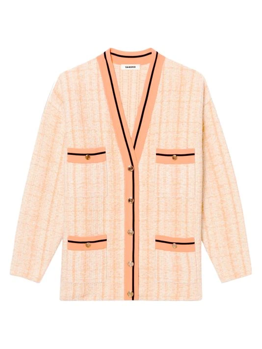 Sandro Enguerrand Stripe-Trim Cardigan 3 Sandro Enguerrand Stripe-Trim Cardigan