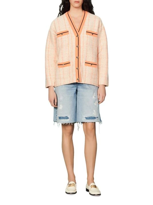 Sandro Enguerrand Stripe-Trim Cardigan 4 Sandro Enguerrand Stripe-Trim Cardigan - Image 2