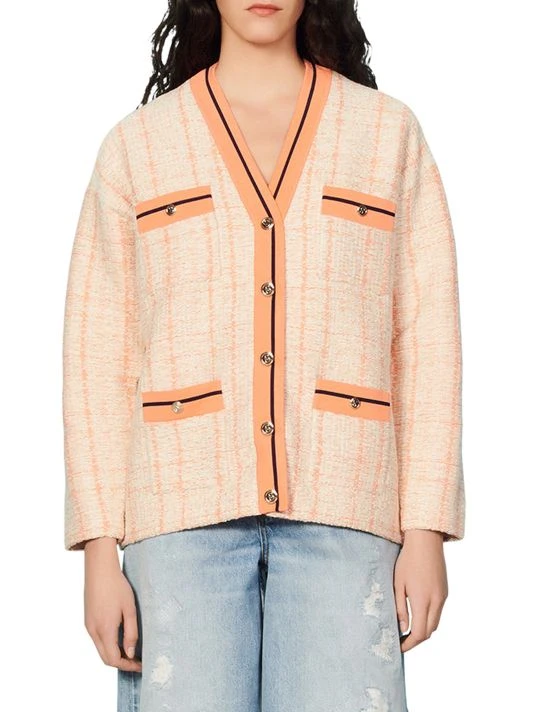 Sandro Enguerrand Stripe-Trim Cardigan 5 Sandro Enguerrand Stripe-Trim Cardigan - Image 3