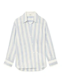 Sandro Maggie Striped Linen-Blend Shirt