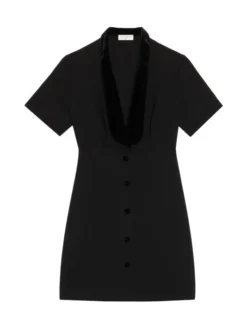 Sandro Helena Velvet-Trim Mini Dress