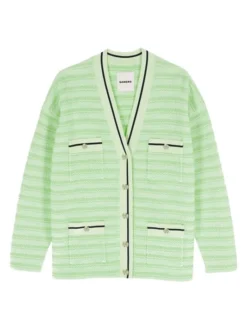 Sandro Aymar Striped Tweed Cardigan