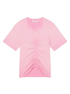 Sandro Lionel Ruched Organic Cotton Tee