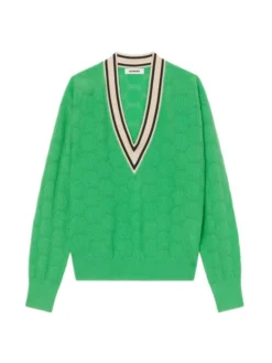 Sandro Lorezo Polka Dot V-Neck Sweater Ecru 9 Sandro Lorezo Polka Dot V-Neck Sweater Ecru -Sandro Sales Shop unnamed file 763