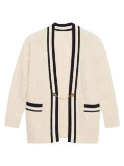 Sandro Contrast-Trim Pointelle Cardigan