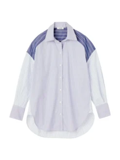 Sandro Oriane Pieced Stripe Button-Up