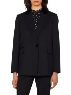 Sandro Velvet-Trim Tailored Blazer -Sandro Sales Shop unnamed file 84